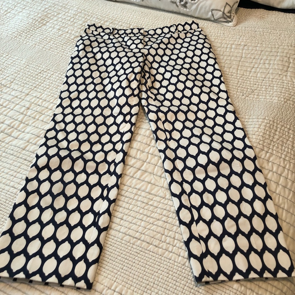 Kate Spade navy & white lemon pant size 2